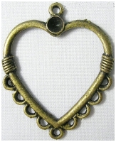 коннектор сердечко, бронзовое,цвет античная бронза